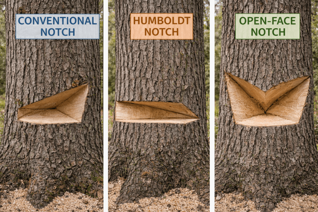 face notch types used in professional tree removal techniques
