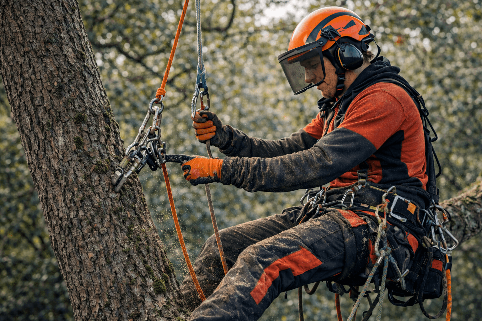 professional arborist using modern tree climbing gear in 2026